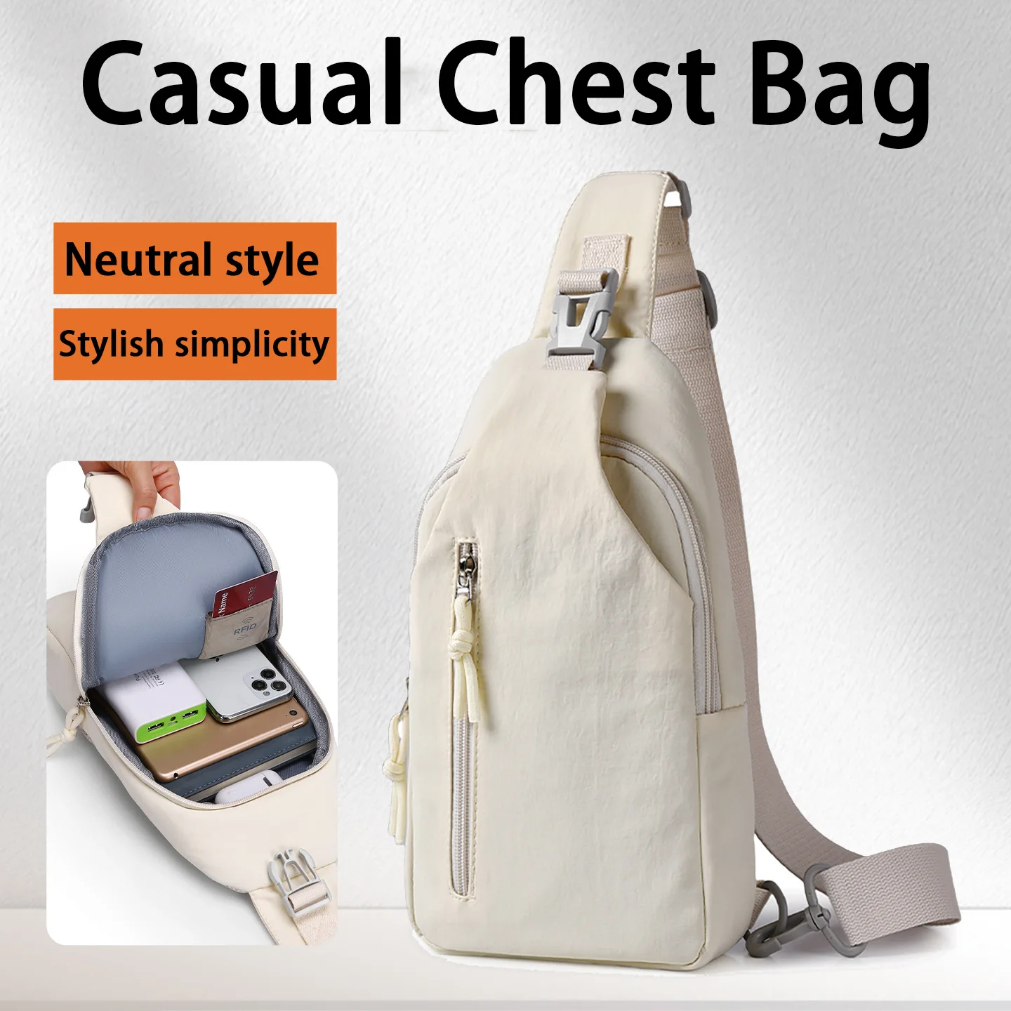 Hot Models Of Men And Women With The Same Models Of Casual Cross-body Bag, Large-capacity Nylon Chest Bag, Commuting, Travel