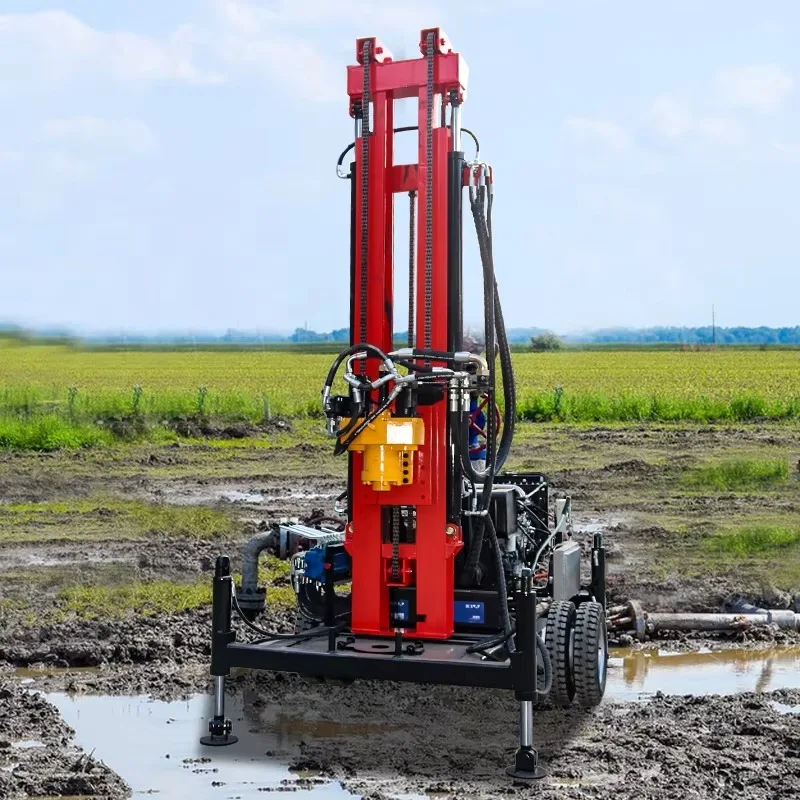 Hydraulic Multifunctional Water Well Drilling Rig Four Cylinder Wheel Well Drilling Rig Diesel Engine Water Well Drilling Rigs