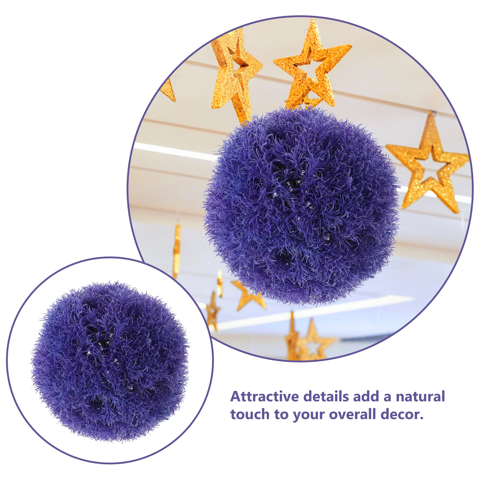 

Artificial Grass Ball Decor 20cm Inner 30cm Outer Purple Hanging Plant Balls Simulation Lawn Spheres Topiary Home Wedding