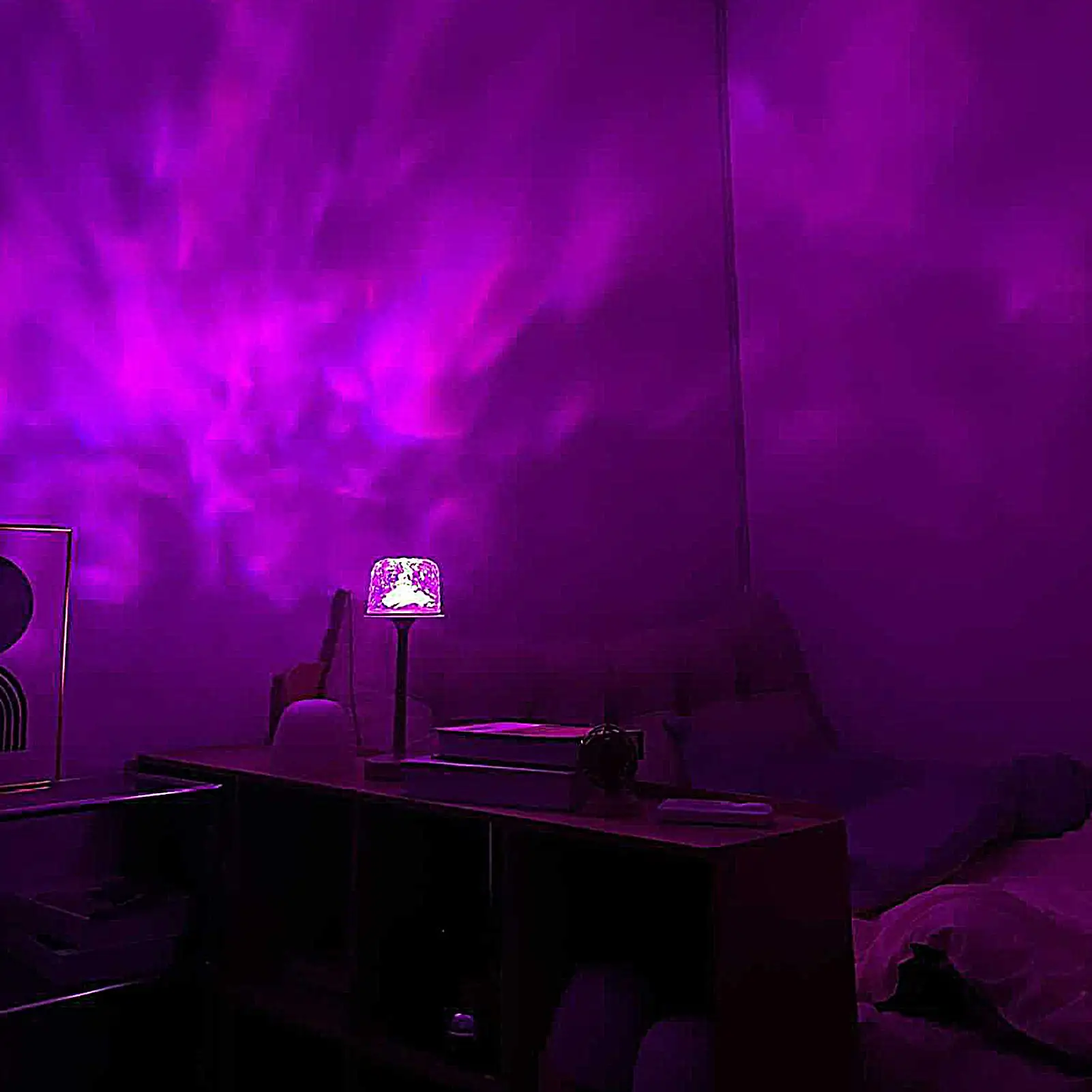 Proyector de luz, lámpara de escritorio de 16 colores, 2 modos, luz nocturna de ambiente con control remoto para juegos de meditación, mesa de salón