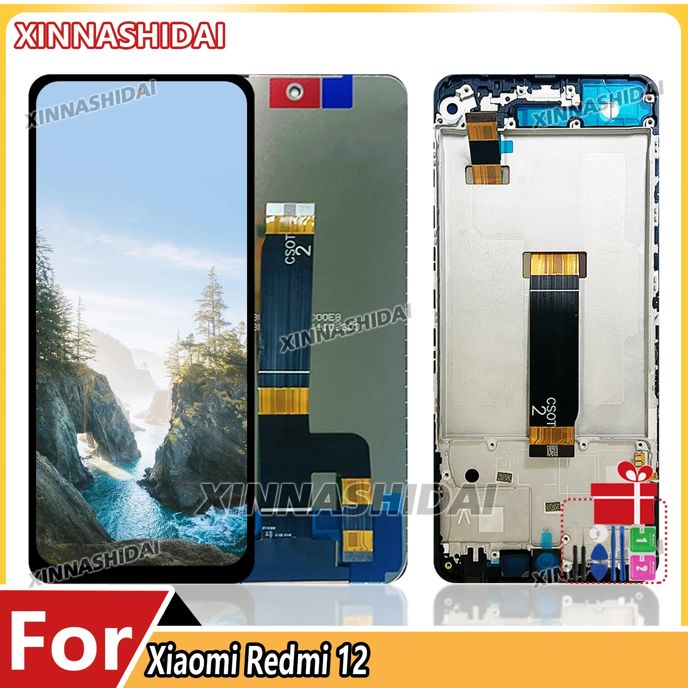 6,79 ''TFT qualität für xiaomi Redmi 12 LCD Display Touch Screen Rahmen Batterie Abdeckung Gehäuse Digitizer Montage Teile