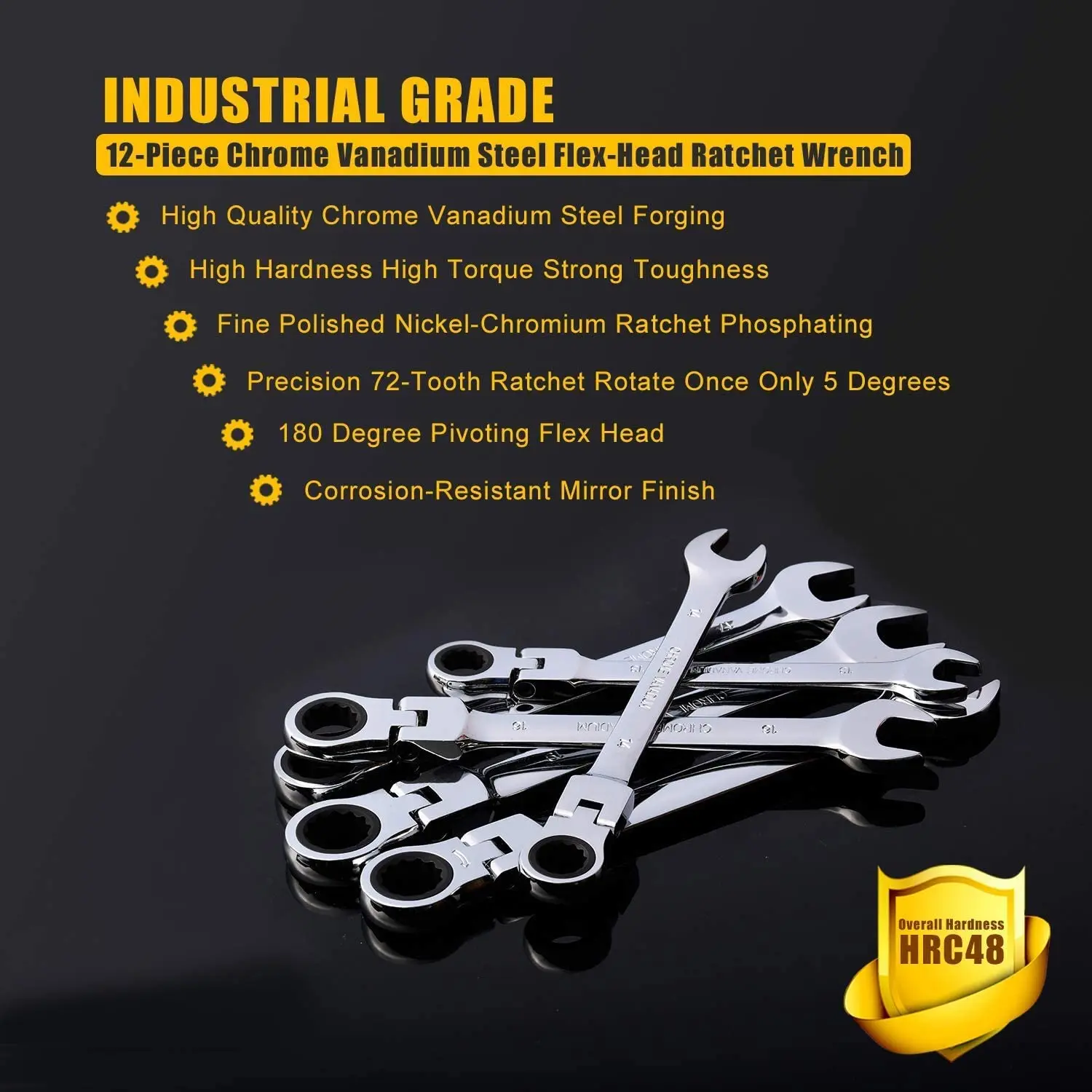 WOZOBUY Ratchet Metric Wrench Set, Movable Head Socket Wrench Gear Ring Torque Key Wrench Set Car Repair Tool