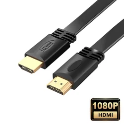 1.5m 3m 5m HD HDMI Cable lines for Computer TV  Gold Plated Plug Male-Male HDMI Cable 1.4 Version Flat line 1080p 3D