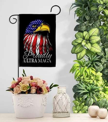Ultra MAGA Eagle Garden Flag, Americana Political Decor, Double-Sided USA Made ZZO EEZ
