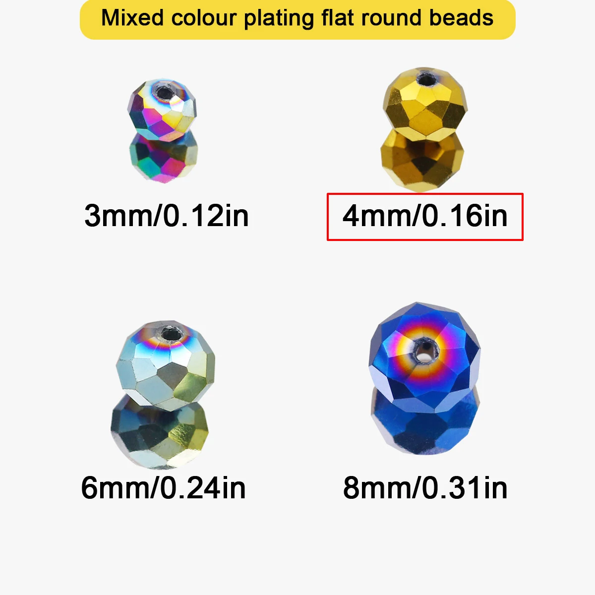 JHNBY 4mm 100pcs Round Shape Austrian crystals loose beads ball supply surface color plated bracelet necklace Jewelry Making DIY