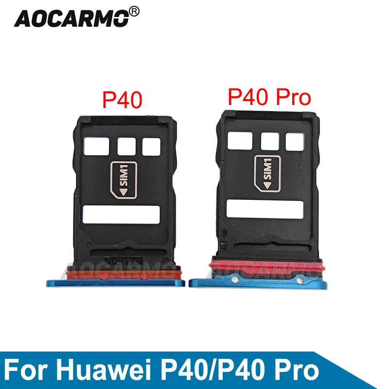 Aocarmo Sim Card  MicroSD Holder Nano Sim Tray Slot For Huawei P40 P40Pro Replacement Parts