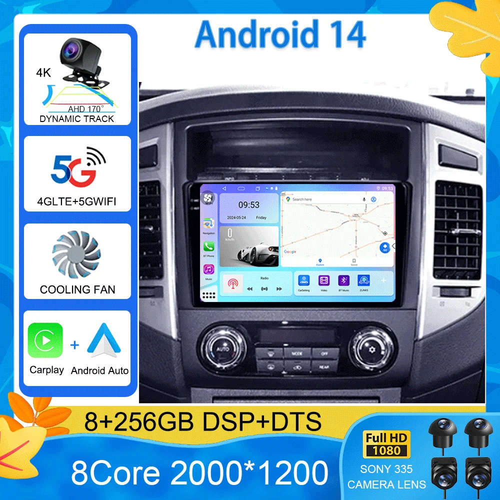 

Автомагнитола 2 din на Android 14 для Mitsubishi Pajero 4 V80 V90 2006 - 2024 мультимедийный видеоплеер Навигация стерео GPS No 2din 2 din dv