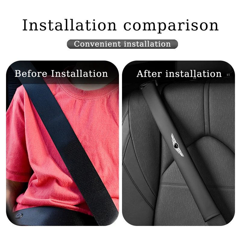 Car Seat Belt Shoulder Guard Leather Padding Auto Accessories For GENESIS Coupe G70 G80 G90 GV60 GV70 GV80 GV90