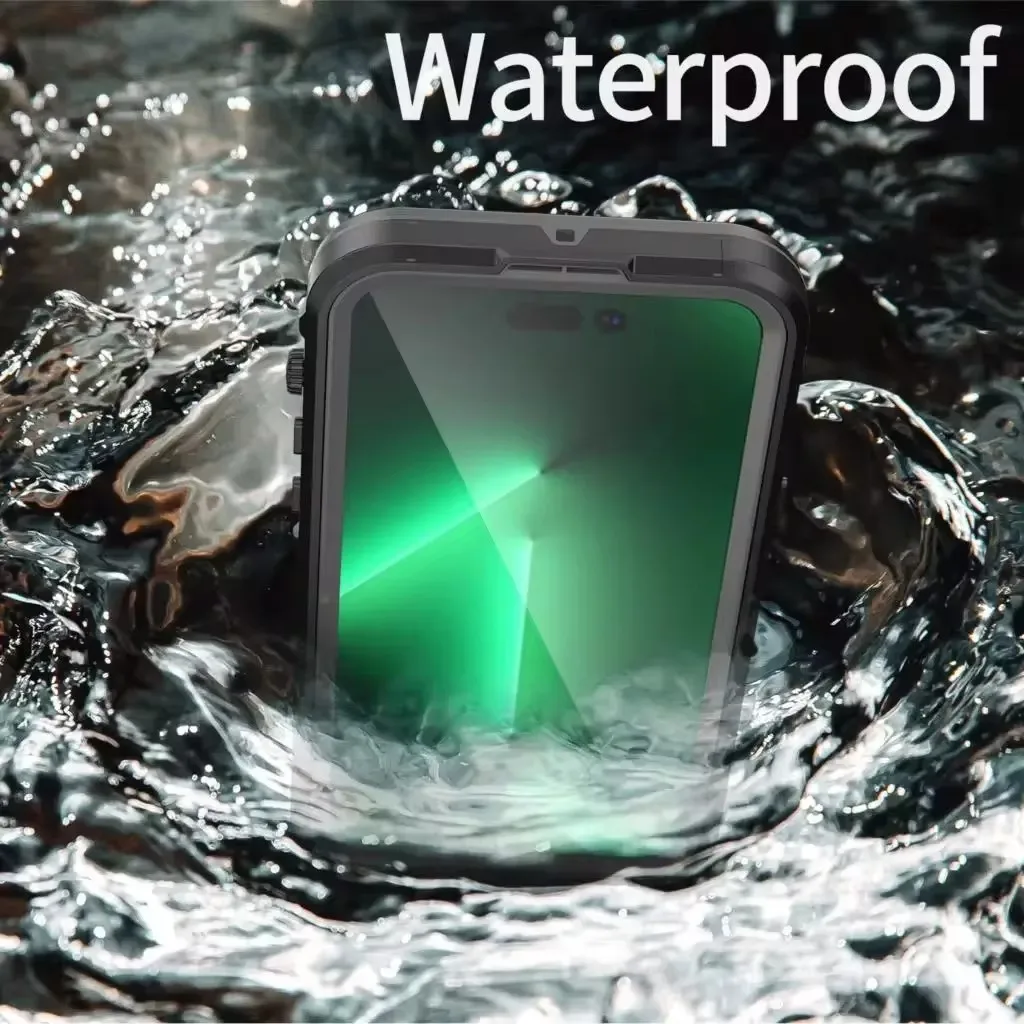 IP68 Waterproof magnetic case for iPhone 15 Plus 14 13 Pro Max Dust-proof transparent back cover Diving swimming underwater case