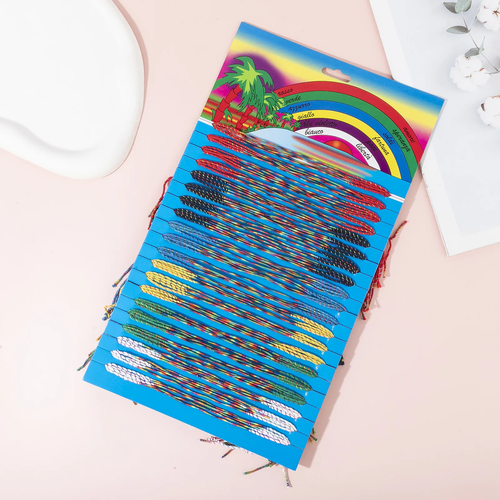 100Pcs/set  Ethnic Woven Rainbow Friendship Bracelets Handmade Lucky String Bangle Jewelry Gift Set