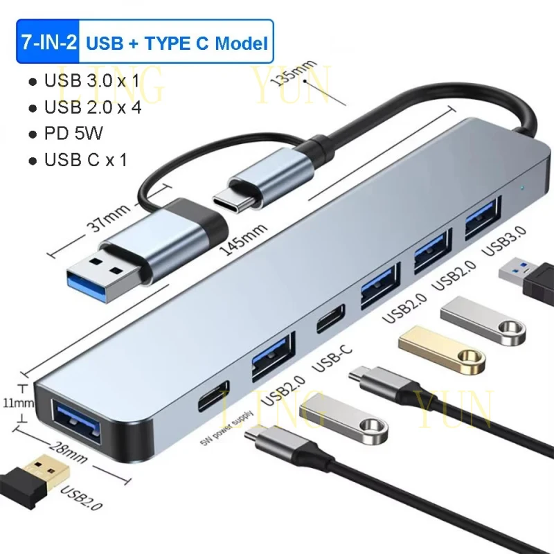 Z  11 Ports USB C HUB Docking Station RJ45 Adapter to HDMI-Compatible 4K VGA SD/TF