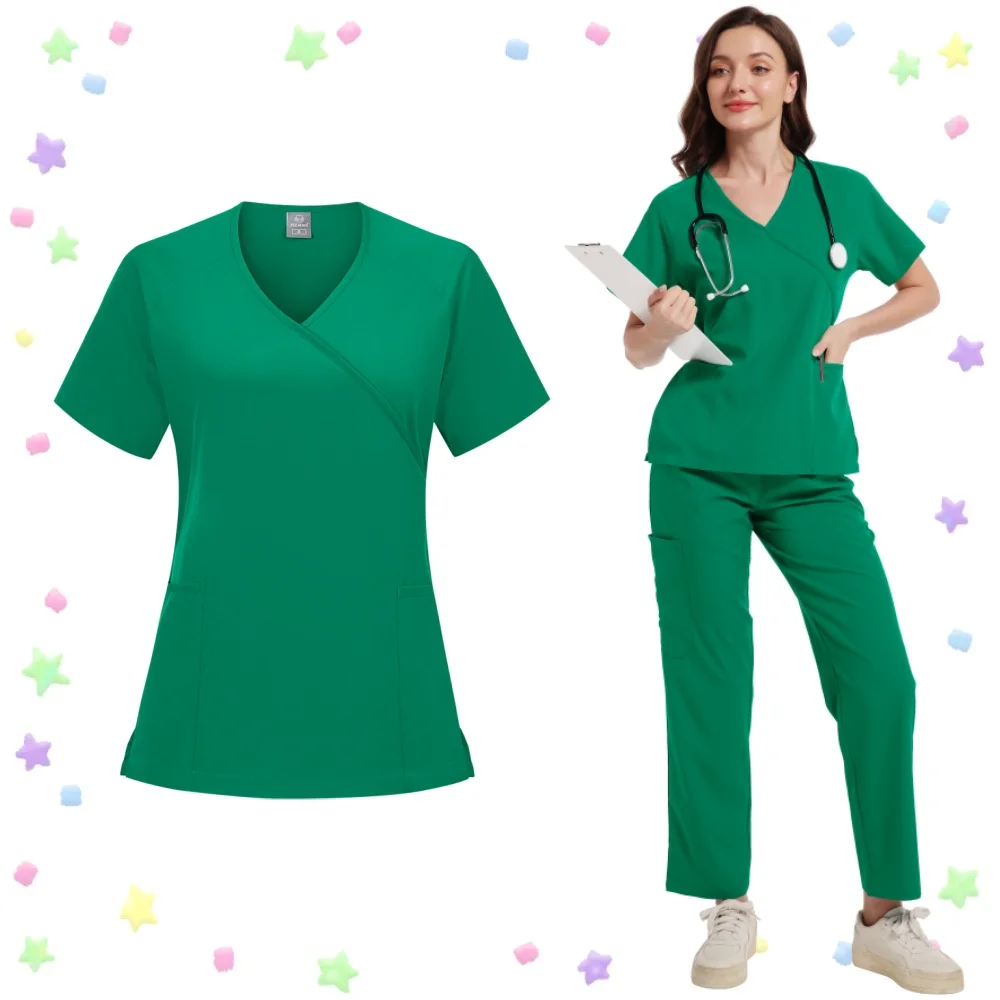 Cor pura enfermagem casa cuidador enfermeira uniforme clínica dentária salão de beleza pet hospital médico cirurgia clínica trabalho wear terno