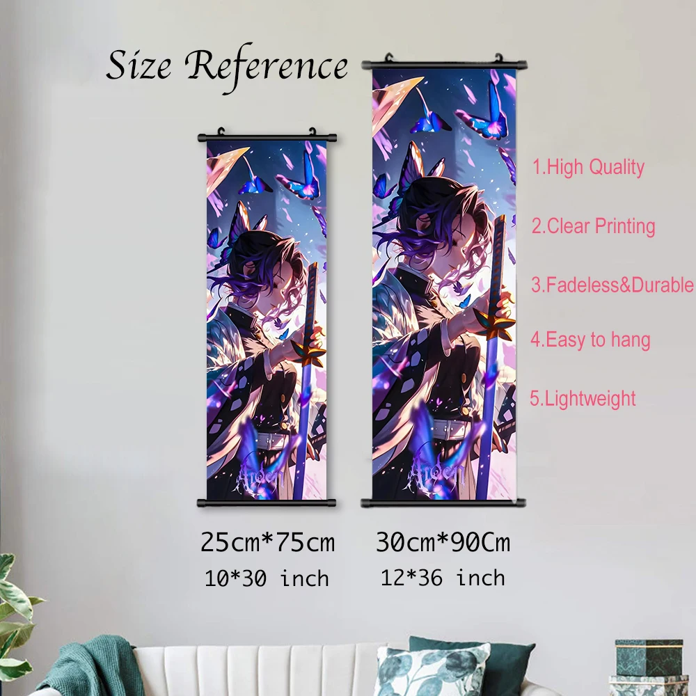 HD Demon Slayer Scroll Wall Hanging Art Home Decor Gifts Bedroom Living Room Decoration Canvas Prints Kid Japanese Anime Artwork