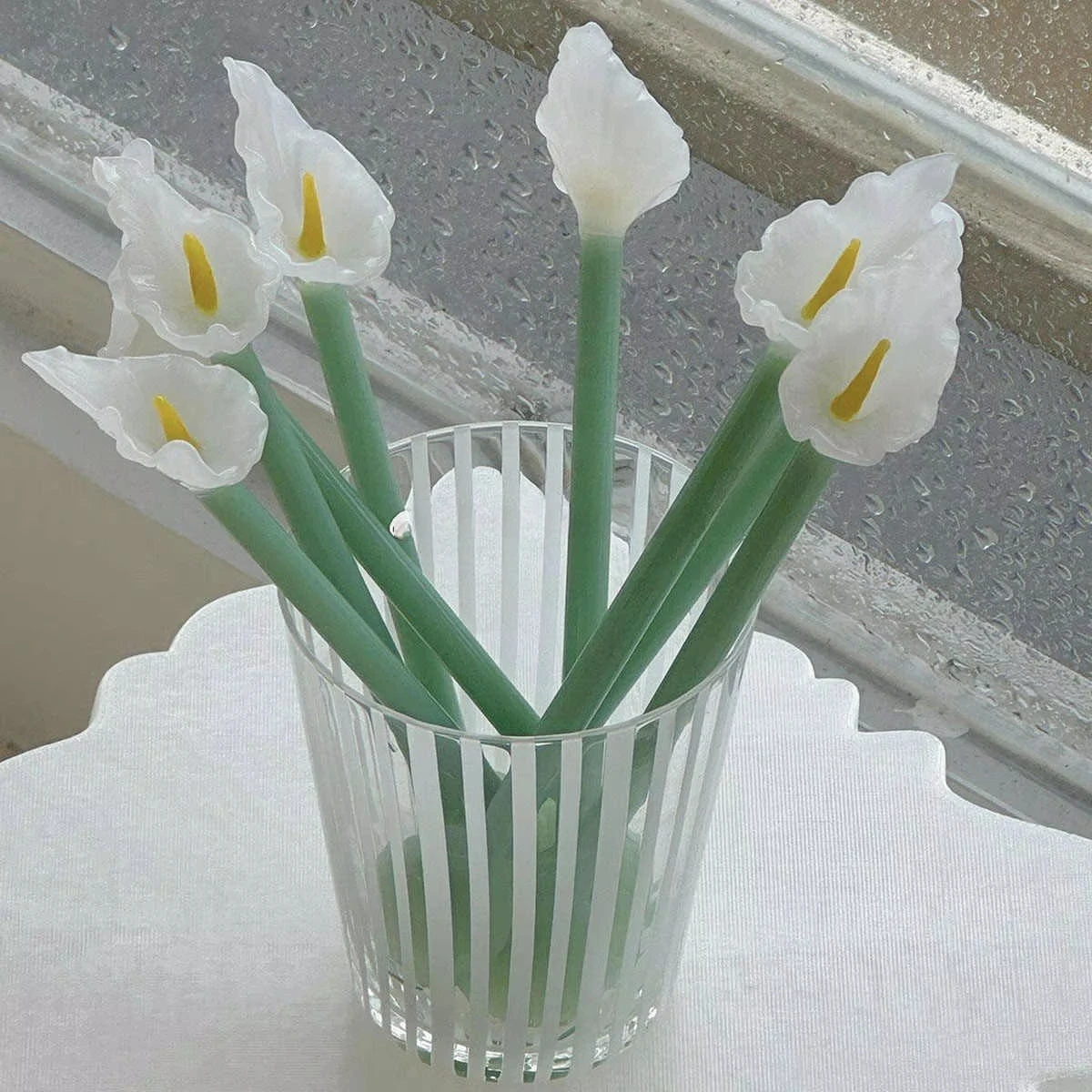Calla Lily Animals Cartoon Bear Glass Spoon Dessert Spoon Coffee Glass Stir Spoon  Long Handle Spoon Yogurt Spoon