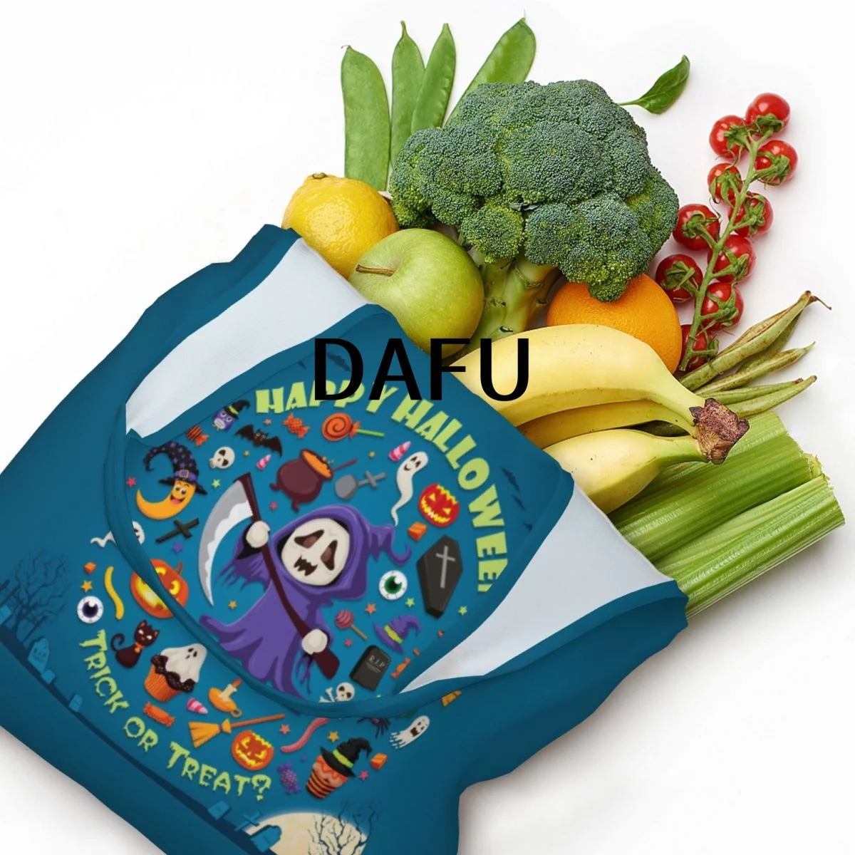 Happy Halloween Funny Halloween Print Cotton Tote Bag - Casual Commuter Shoulder Bag for Work Grocery Shopping Trick or Treat