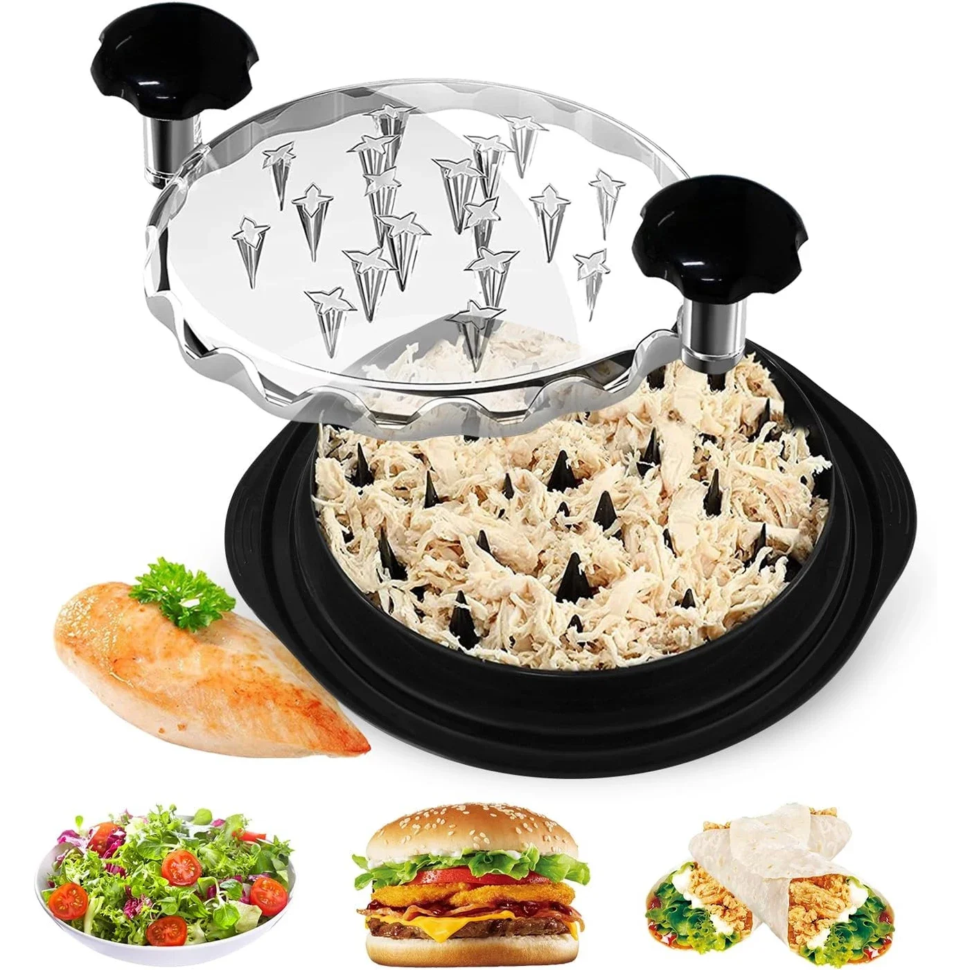 

Chicken Shredder Tool Meat Breast Shredding Separation Mincing Grinder Machine with Lid for Shredding Chicken Pulled Beef 닭가슴살