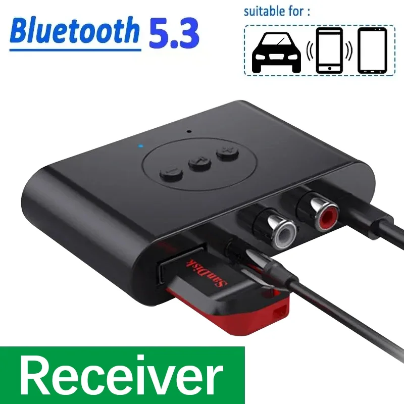 Bluetooth 5.3 Receiver Transmitter BT5.0 U Disk RCA 3.5mm AUX Jack Stereo Music Wireless Audio Adapter For Car Kit Speaker TV