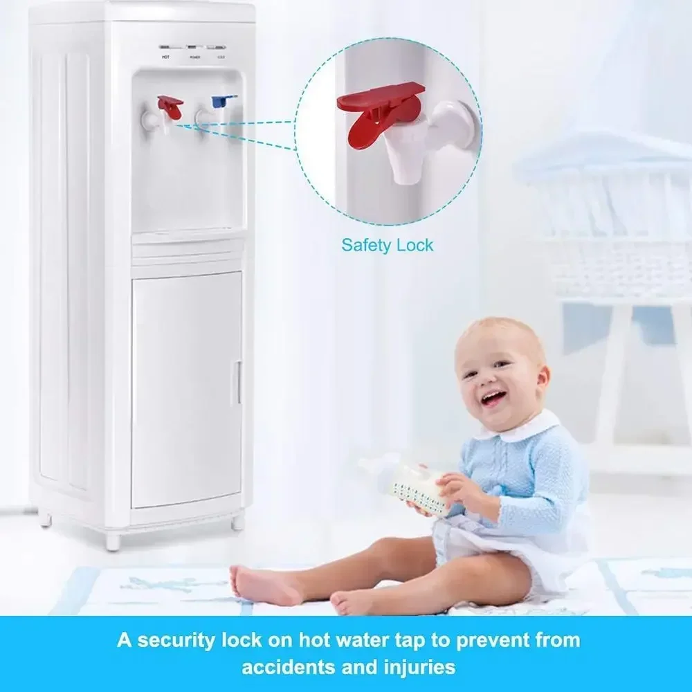 Top-Loading Water Cooler Dispenser with Child Safety Lock, 3/5 Gallon Capacity, Removable Drip Tray, and Storage Cabinet for Hom