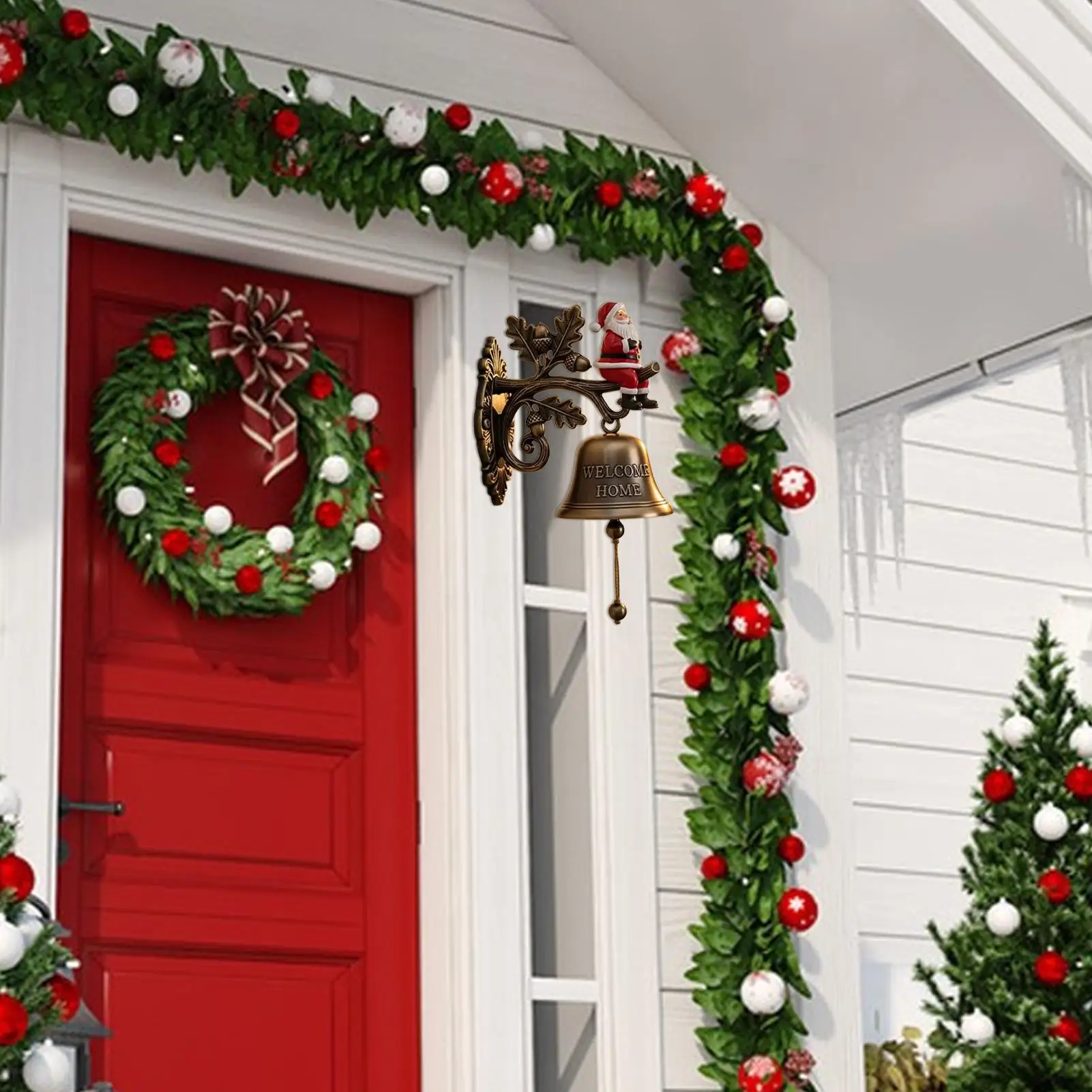 جرس عيد الميلاد ترحيب جرس الباب سانتا كلوز الرنة ثلج خمر جرس الباب ديكور لساحة داخلي في الهواء الطلق حديقة المنزل عطلة #1