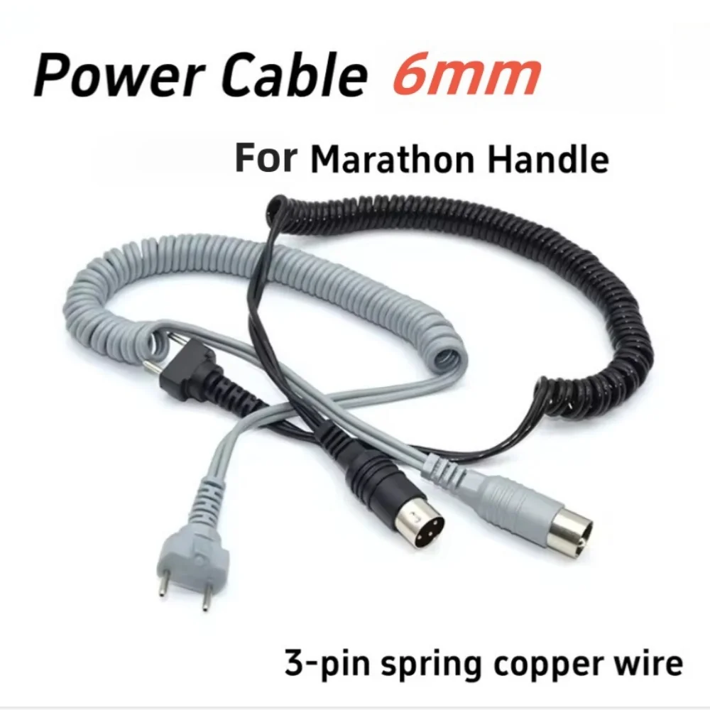 6mm 3-pin Dental Handle Power Cable Cord Manicure Nail Drill Accessory For Strong 210 Marathon H37L1 H37LN Handpiece Spring Wire
