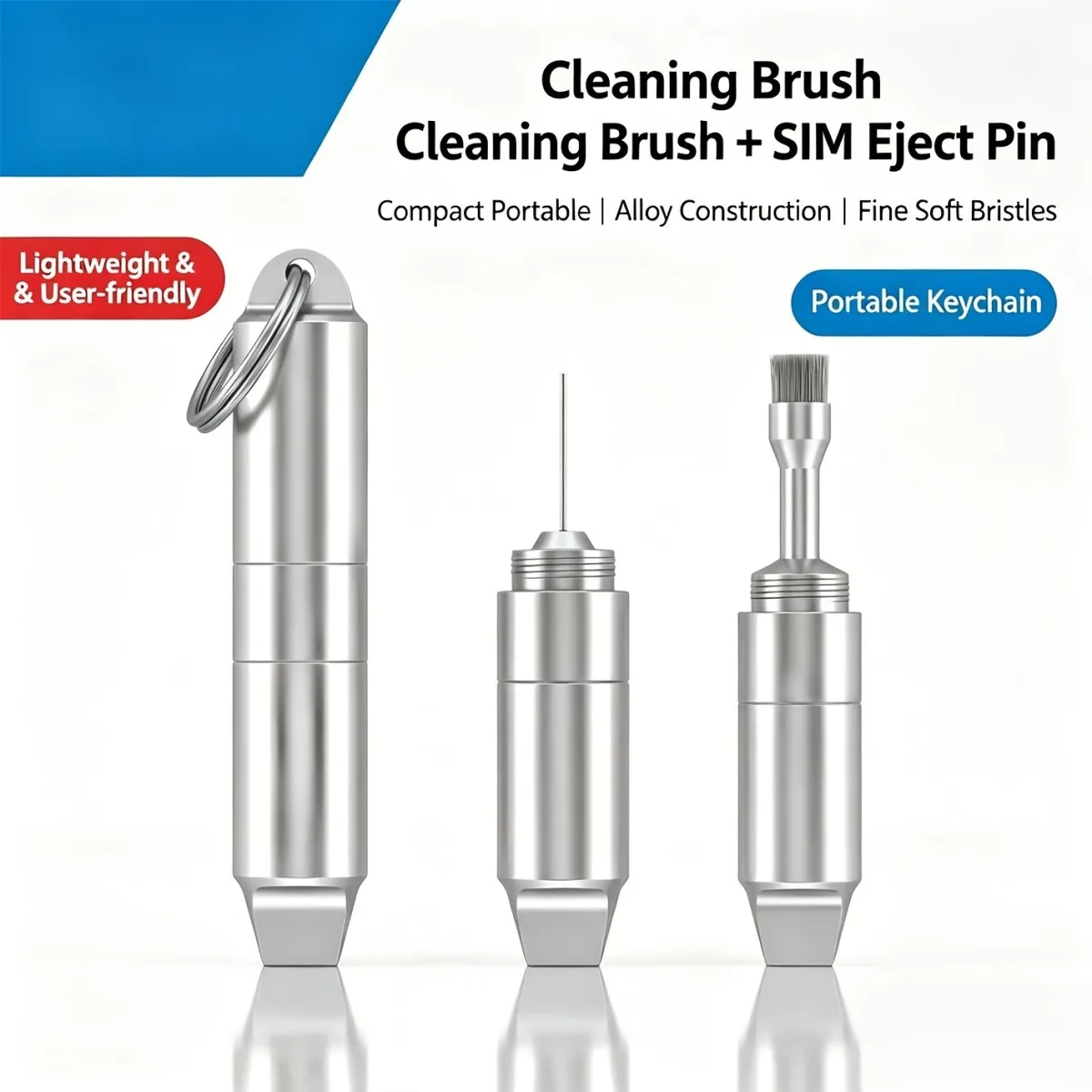 SIM card retrieval needle three in one portable keychain, universal multifunctional cleaning tool