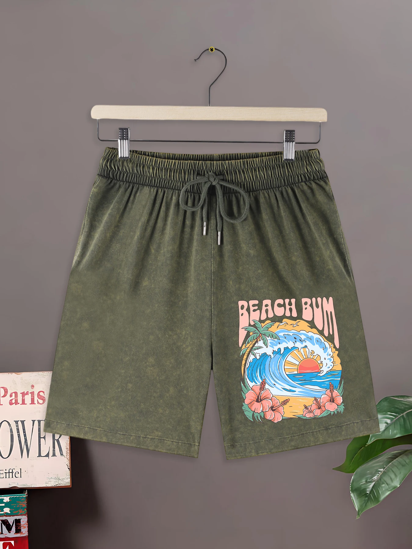 

Мужские повседневные шорты с принтом пляжных волн и кокосовых пальм, летние дышащие хлопковые шорты, универсальные шорты оверсайз