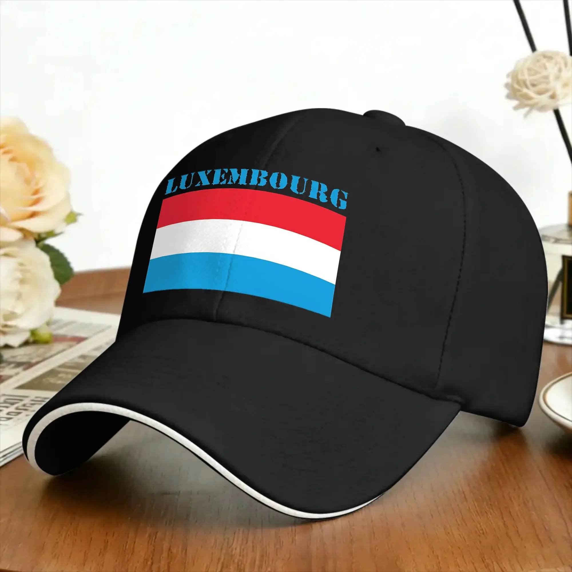 Luxembourg Letter Logo With Luxembourg Flag Color Strip Casual Baseball Cap  Kpop Rock Trucker Hat Summer Baseball Caps