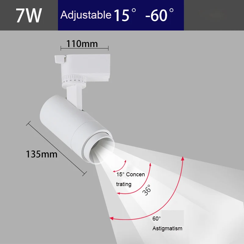 Nowoczesny czarny biały tor Led Lights10w 20w 30w z zoomem regulowana wiązka kąt wystawowy szyna torowa Spotlight