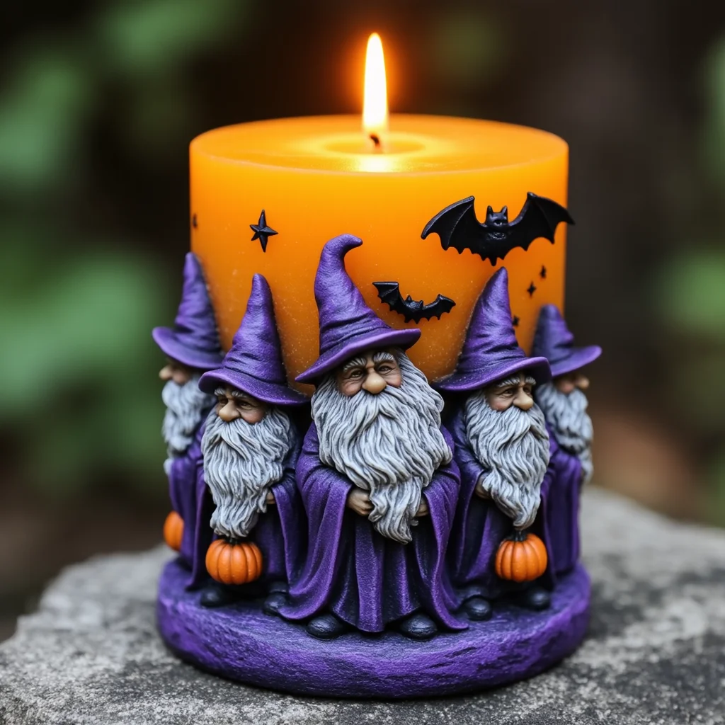 Surrounding the Wizard and Dwarf Silicone Candle Molds, DIY Aromatherapy Pumpkin and Bat Decorations, Handmade Aromatherapy Candles, Creative Gift Making