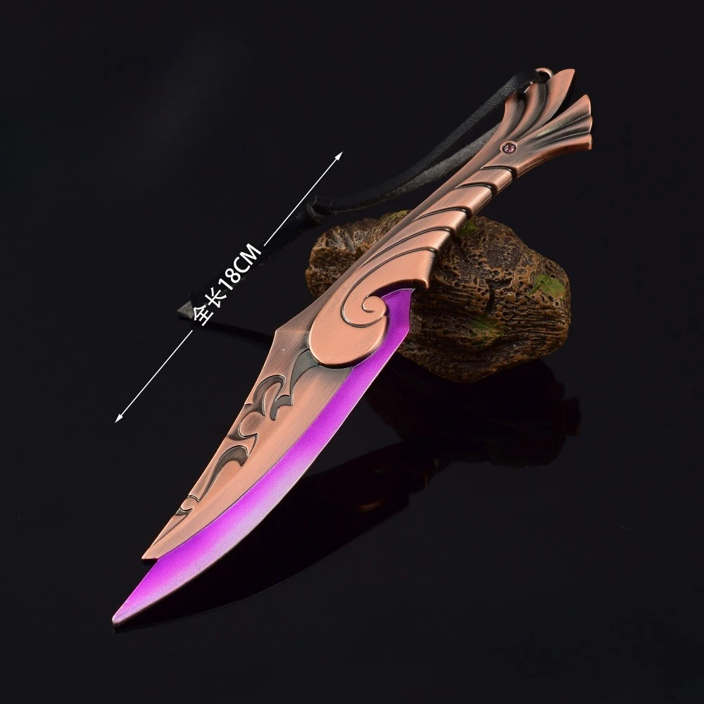 18cm7.1in Valorant Ignite พัดลมระยะประชิดอาวุธโลหะ Katana รุ่นความปลอดภัย Karambit อุปกรณ์ต่อพ่วงเกม COMBAT มีดของเล่นสะสมของขวัญ
