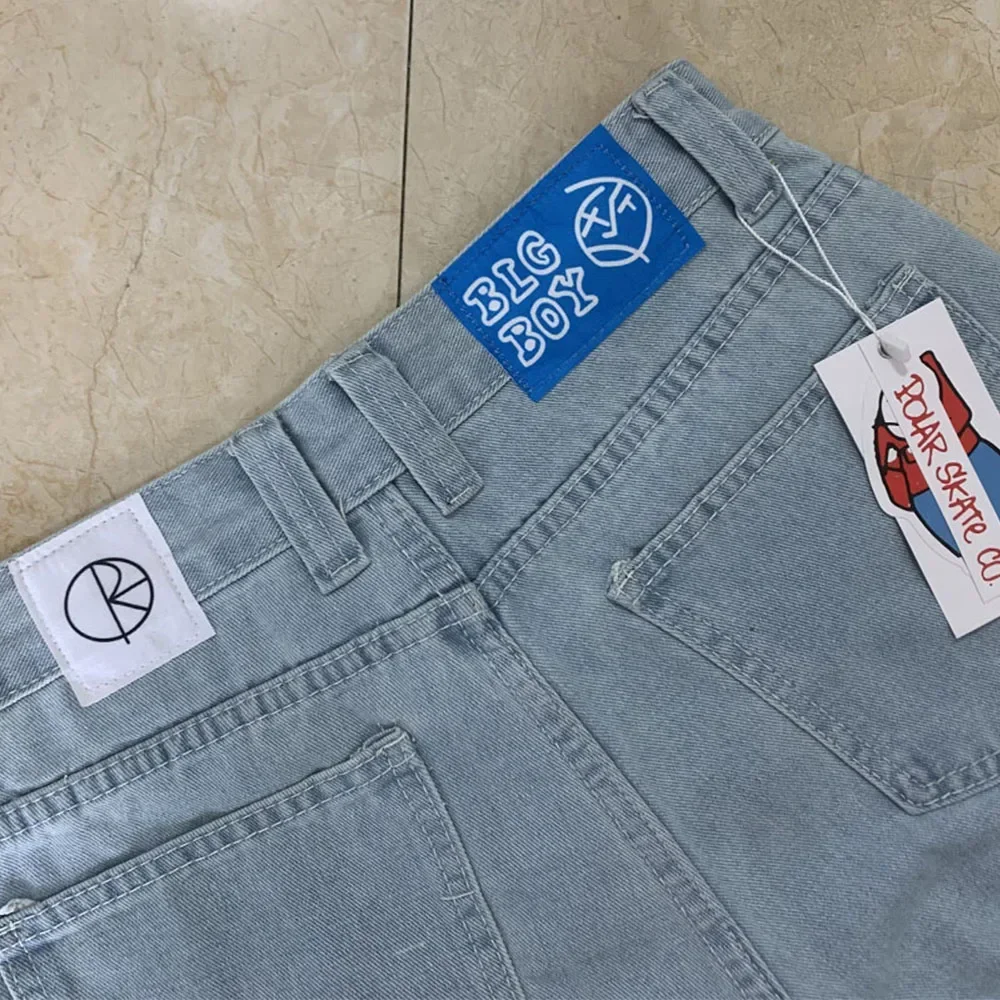 Jean baggy bleu brodé pour grand garçon, jean rétro, jean punk rock polaire, pantalon streetwear, jean taille haute, jean FjGothic Cartoon, Y2K