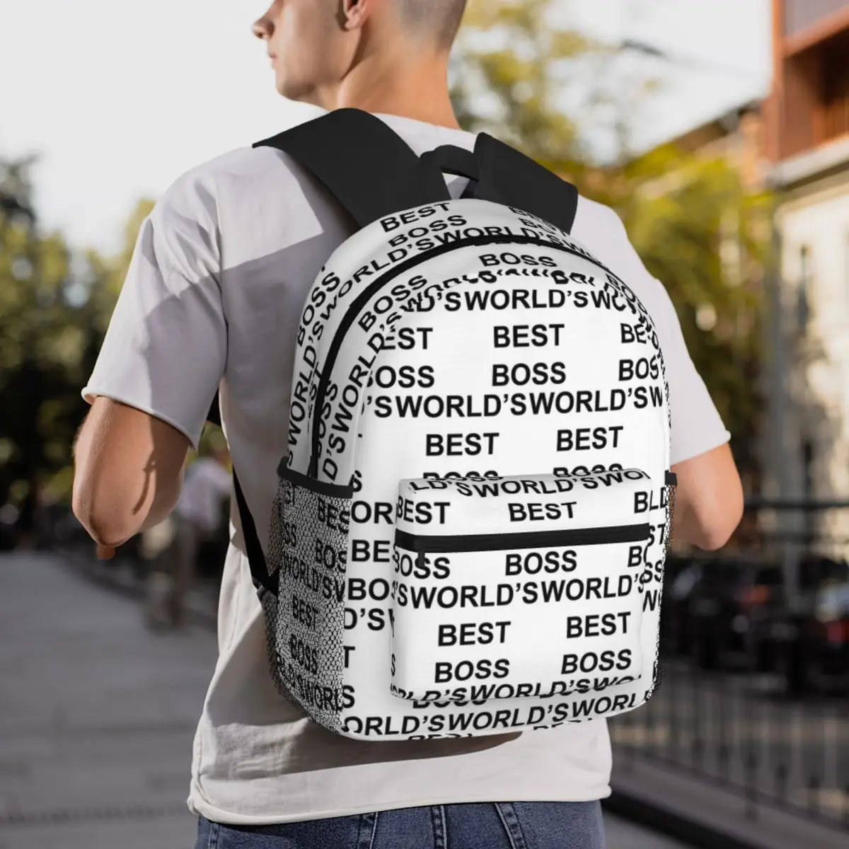 Worlds Best Boss The Office Dunder Mifflin Backpack Daypack Large Capacity Boys Girls BookBag School Bag Shoulder Bags Men Women