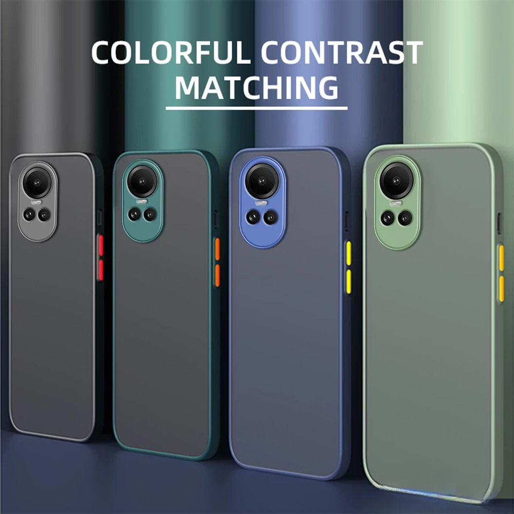 Case for Oppo Reno 10 5g Shockproof Bumper Matte Translucent Phone Cover for Oppo Reno 10 Pro Protective Shell Reno10 Funda