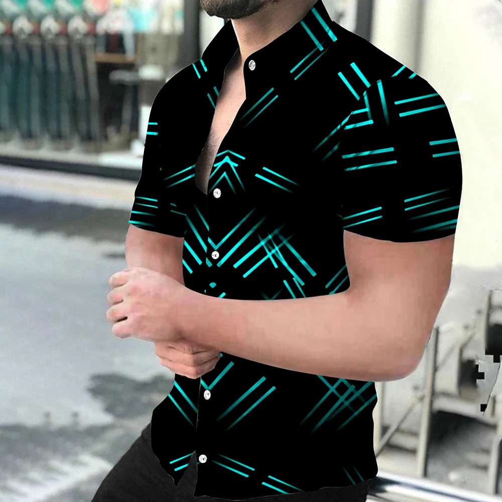 Camisa de manga corta con botones y estampado barroco para hombre, camisa masculina de Estilo Hawaiano, abraza la vibración de la playa, M 3XL