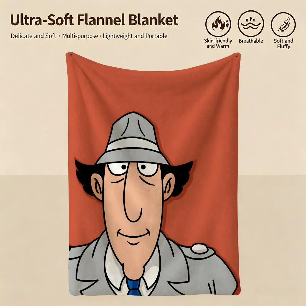 cartoon I-Inspector Gadget-T Throw Warm Soft Flannel Blanket, Multi-use for Sofa Bed Camping Travel Nap