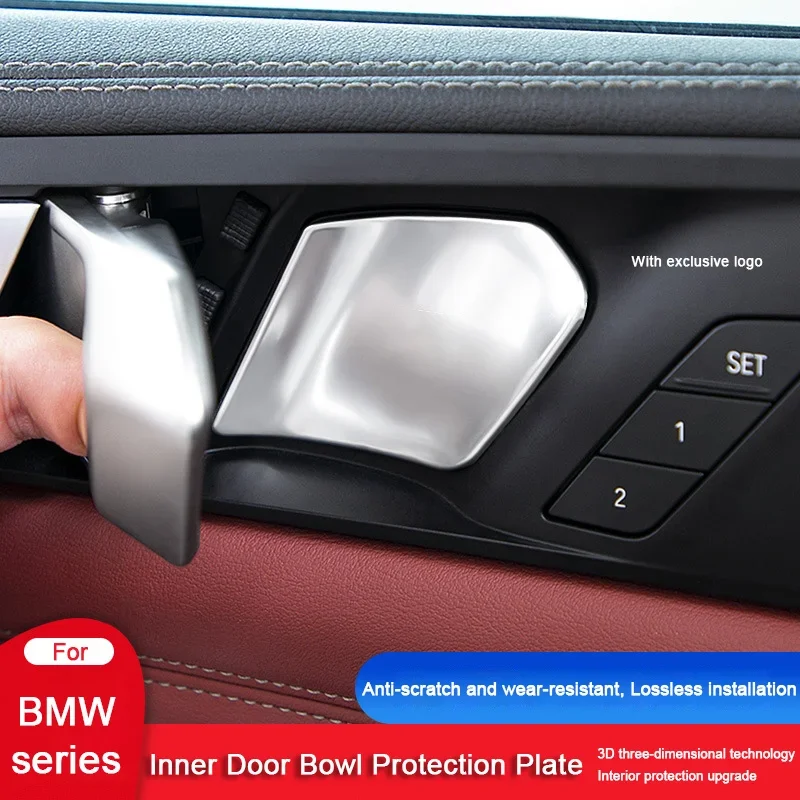 4Pcs For BMW 3 5 Series i5 i3 X1 X2 X5 X6 X7 F30 G30 F90 G60 F48 F39 G02 G05 G06 Inner Door Handle Bowl Cover Trim Sticker Patch