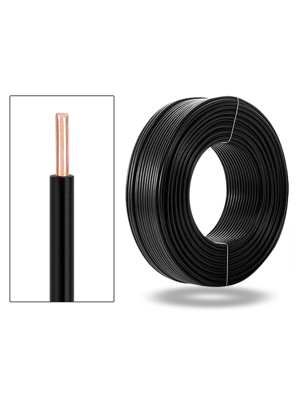 BV-noir 20-10AWG 1-100m fil dur PVC fil de cuivre à noyau unique câble en cuivre à noyau solide câble d'extension électrique pour alimentation LED