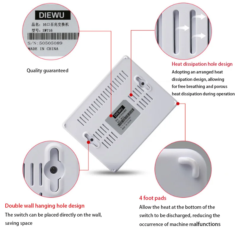 محول شبكة إيثرنت ذكي التوصيل والتشغيل موزع شبكة الإنترنت 16-port 100 M التبديل لعبة شبكة التبديل RJ45 Hub 10/100 mbps