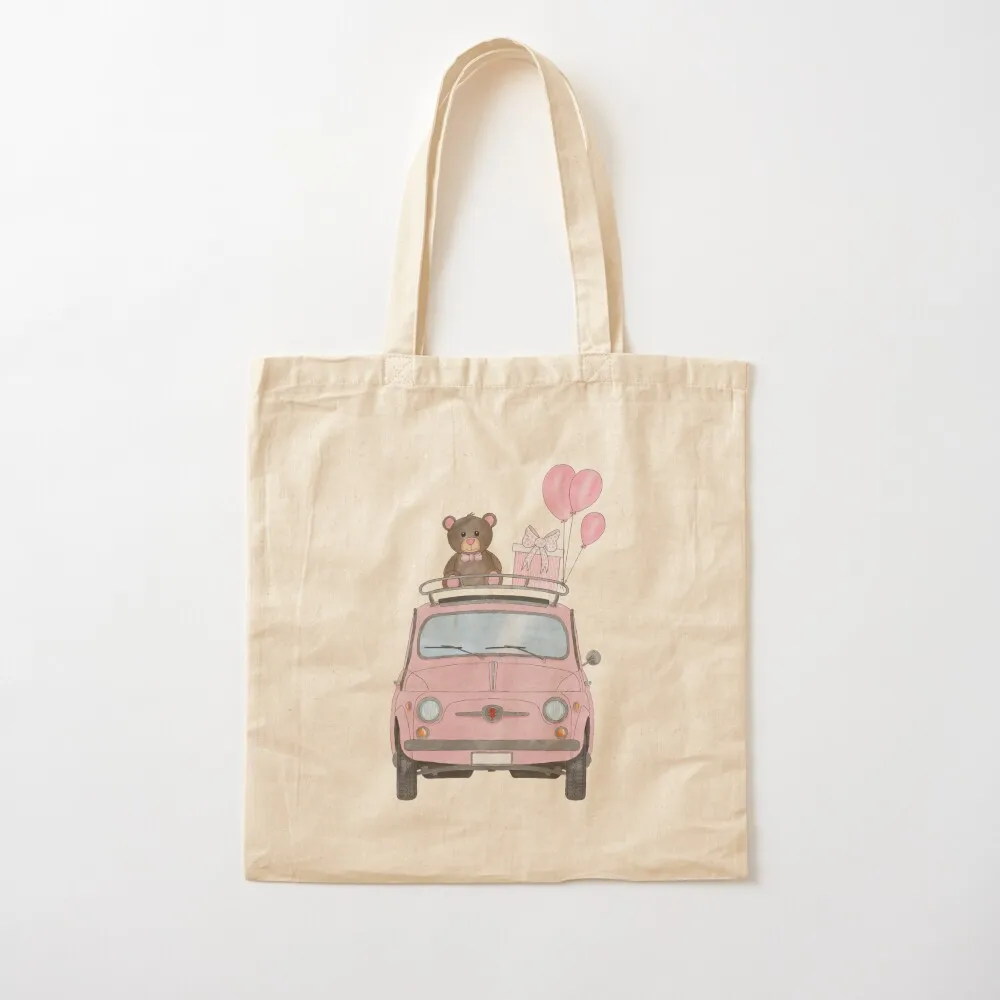 

Fiat 500 Pink Baby Girl Tote Bag tote men Beach bags aesthetic shoping Canvas