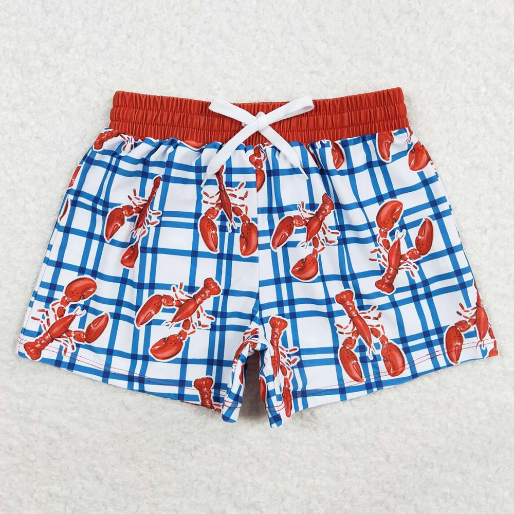 Wholesale Baby Boys Summer Crawfish Plaid Trunks Swimsuits Hot Sale Kids Boys Swim Trunks Swimwear Wholesale Children Trunks New