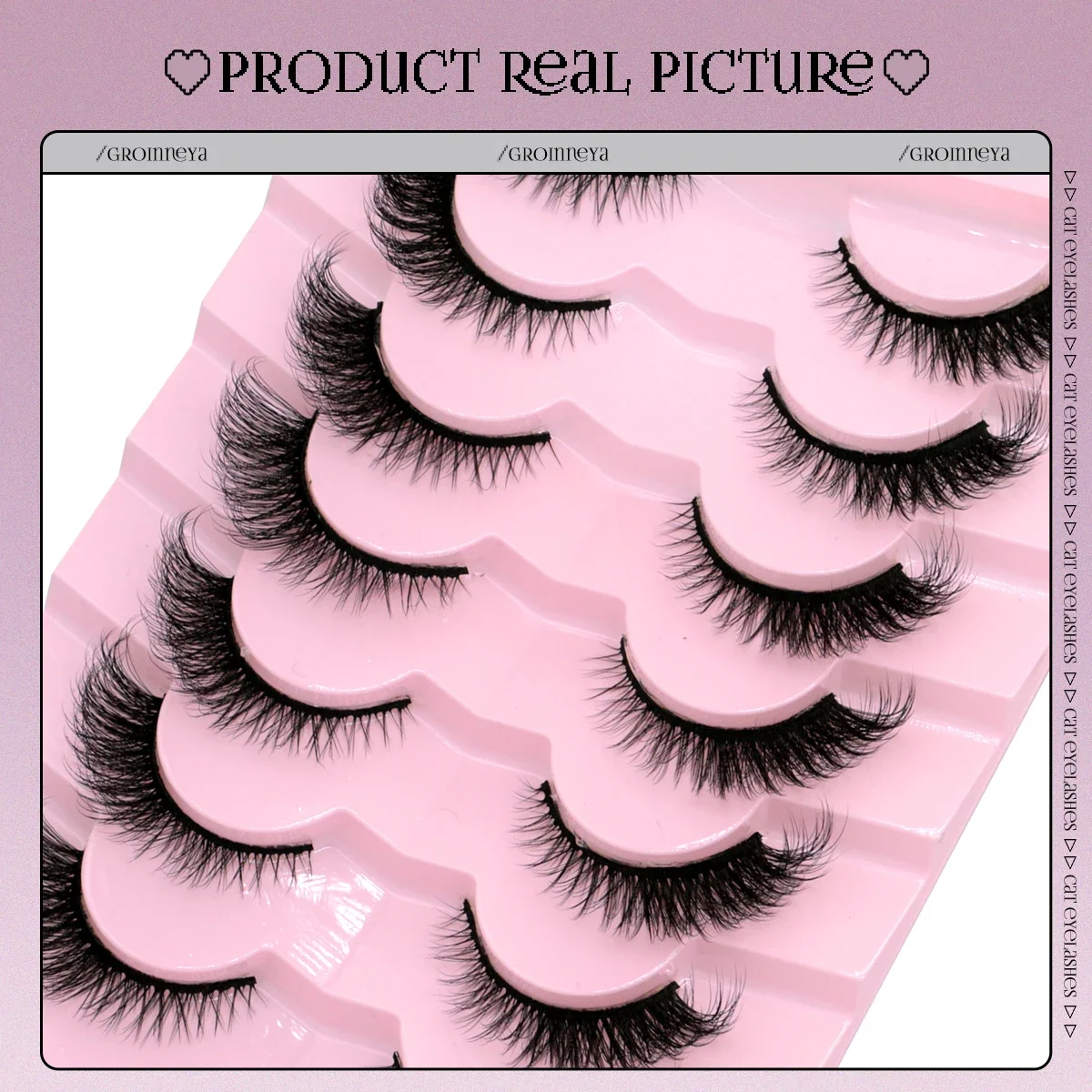 GROINNEYA Cat Eye Lashes Faux Mink Eyelashes Winged End Eye Elongated Eyelashes Fake Lashes Soft Natural long Volume Mink Lashes