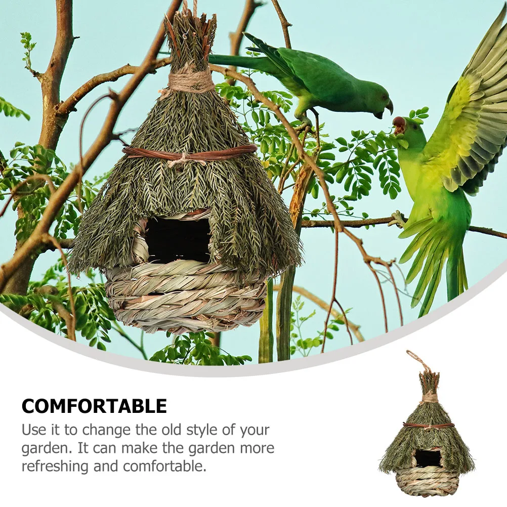 

Seagrass Woven Bird Nest Handmade Bird for Outside Garden Decor Hanging Cage Birds Hanging Gardening Decor