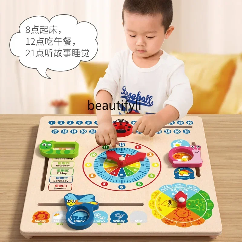 Calendario Orologio Tempo Scheda cognitiva Orologio Asilo Grande classe Strumenti per l'educazione precoce Area educativa Conoscere i giocattoli meteorologici