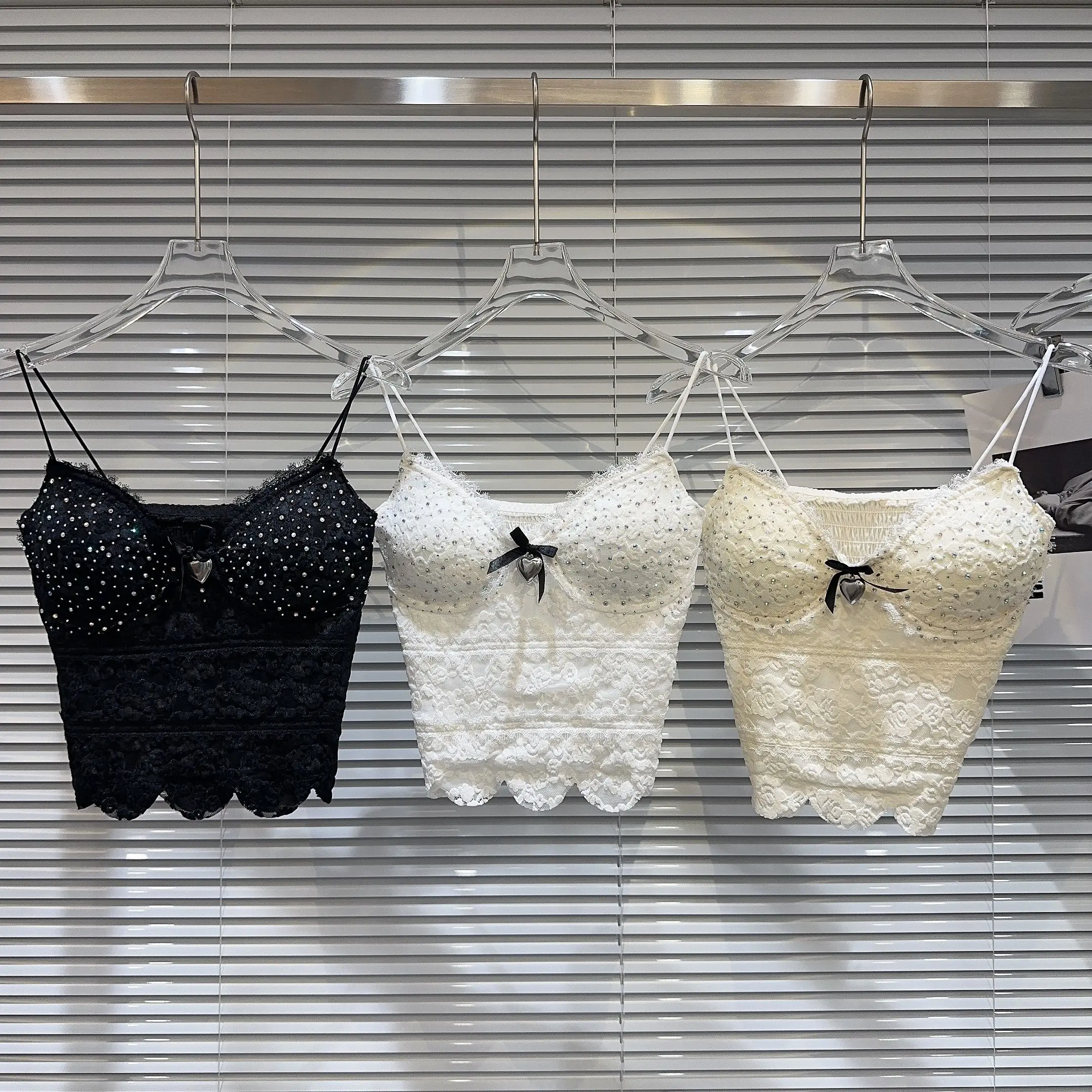 

Модный узел со стразами и узором в виде сердца Csole, майка Ele, хлопковое кружево, тонкий крой, внутренняя часть, с...