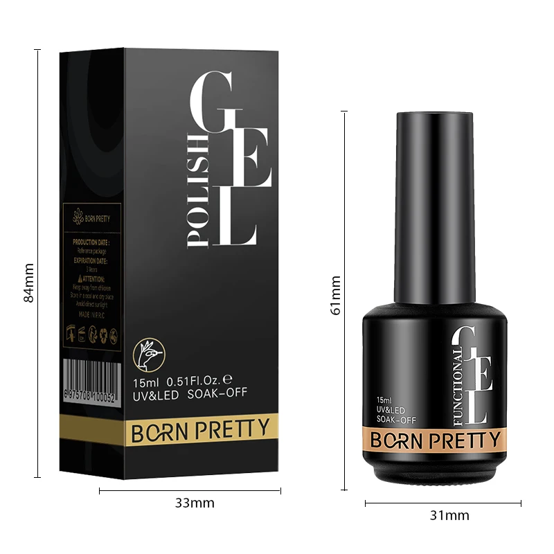 BORN PRETTY Base and Top Coat for Gel Polish Acid-Free Nail- Varnish Hybrid Semi Permanent Gel for Nails Rubber Base Gel