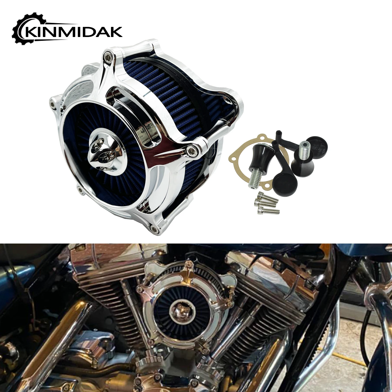 

Motorcycle Air Cleaner Blue Intake Filter System Kit For Harley Sportster Iron XL883 1200 Touring Road Glide Softail Dyna FXDLS
