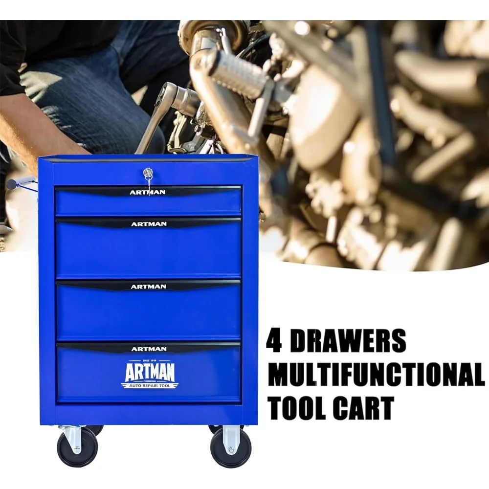 Carrello portautensili multiuso con 4 cassetti, cassapanca resistente su ruote, carrello portautensili industriale per Warehou