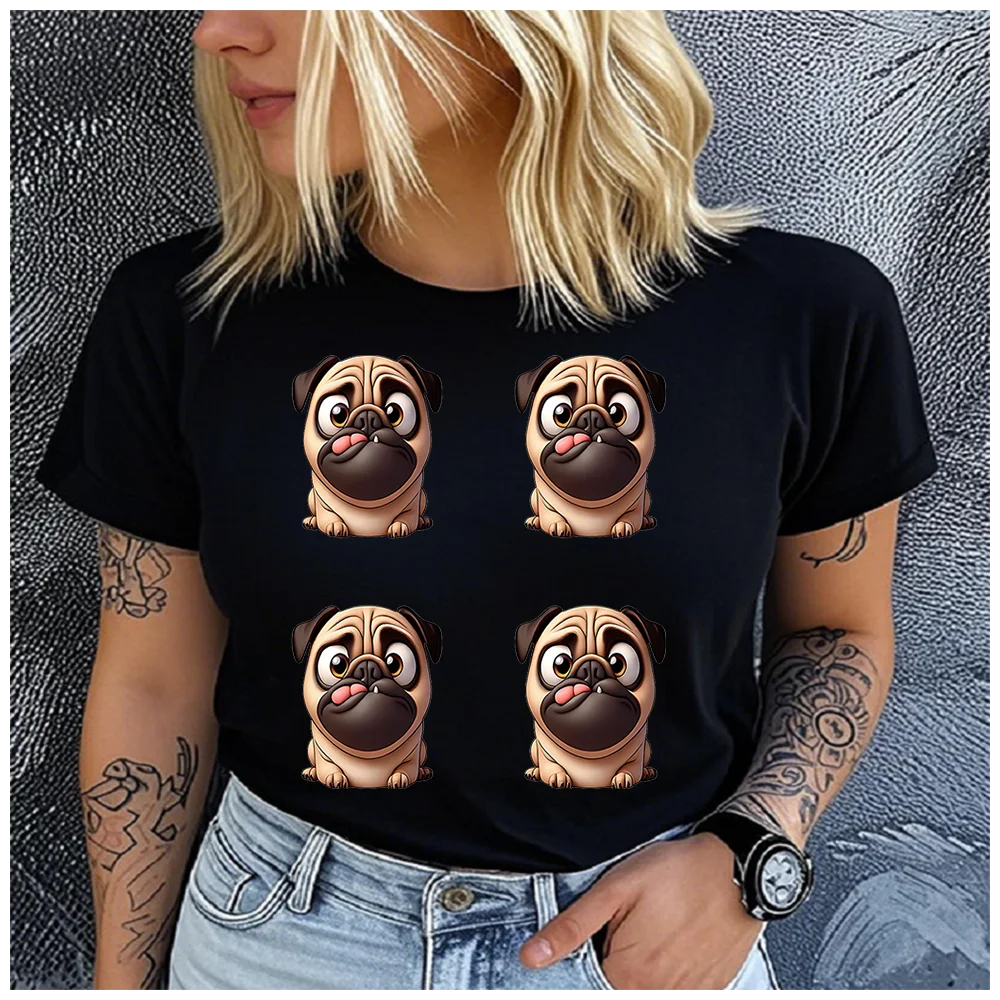 men Women's Cotton 100% Cute parrot dog Print T-shirt Loose round Neck Casual Short Sleeve Fashion Top  Clothing Summer