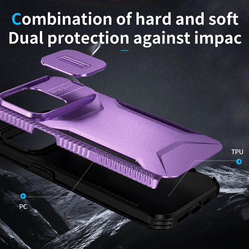 KEYSION Shockproof Armor Case for iPhone 15 Pro Max 15 Plus Slide Camera Lens Protection Phone Cover for iPhone 12 13 14 Pro Max