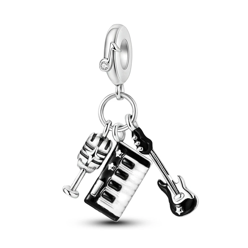 

Charms Plata 925 Guitar Microphone Piano Pendant Beads Fit Original 925 Bracelets Charms for Women Jewelry DIY Making Gifts